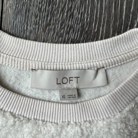 Loft Fleece Ivory Cozy Knit Sweatshirt. Size XS - Picture 7 of 12